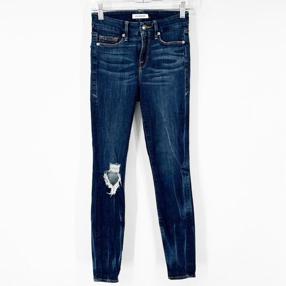 Good American Good Legs Mid-Rise Skinny Jeans Distressed - Picture 1 of 7